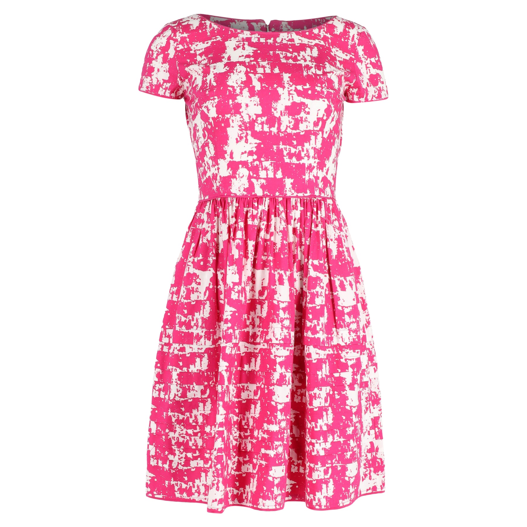 Oscar de la Renta Printed Knee-Length Dress in Pink Cotton