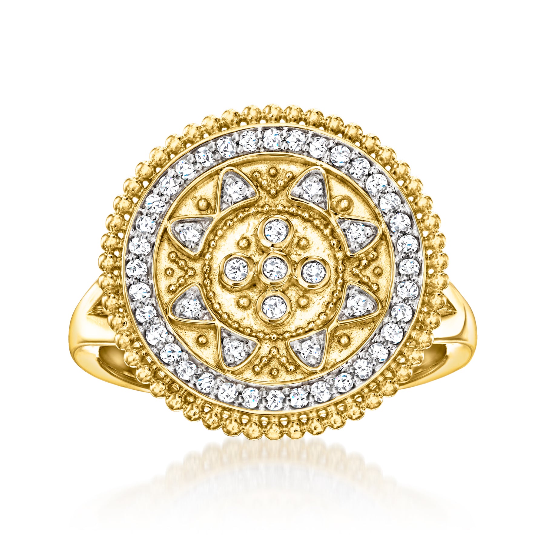 Ross-Simons Diamond Etruscan-Style Circle Ring in 18kt Gold Over Sterling