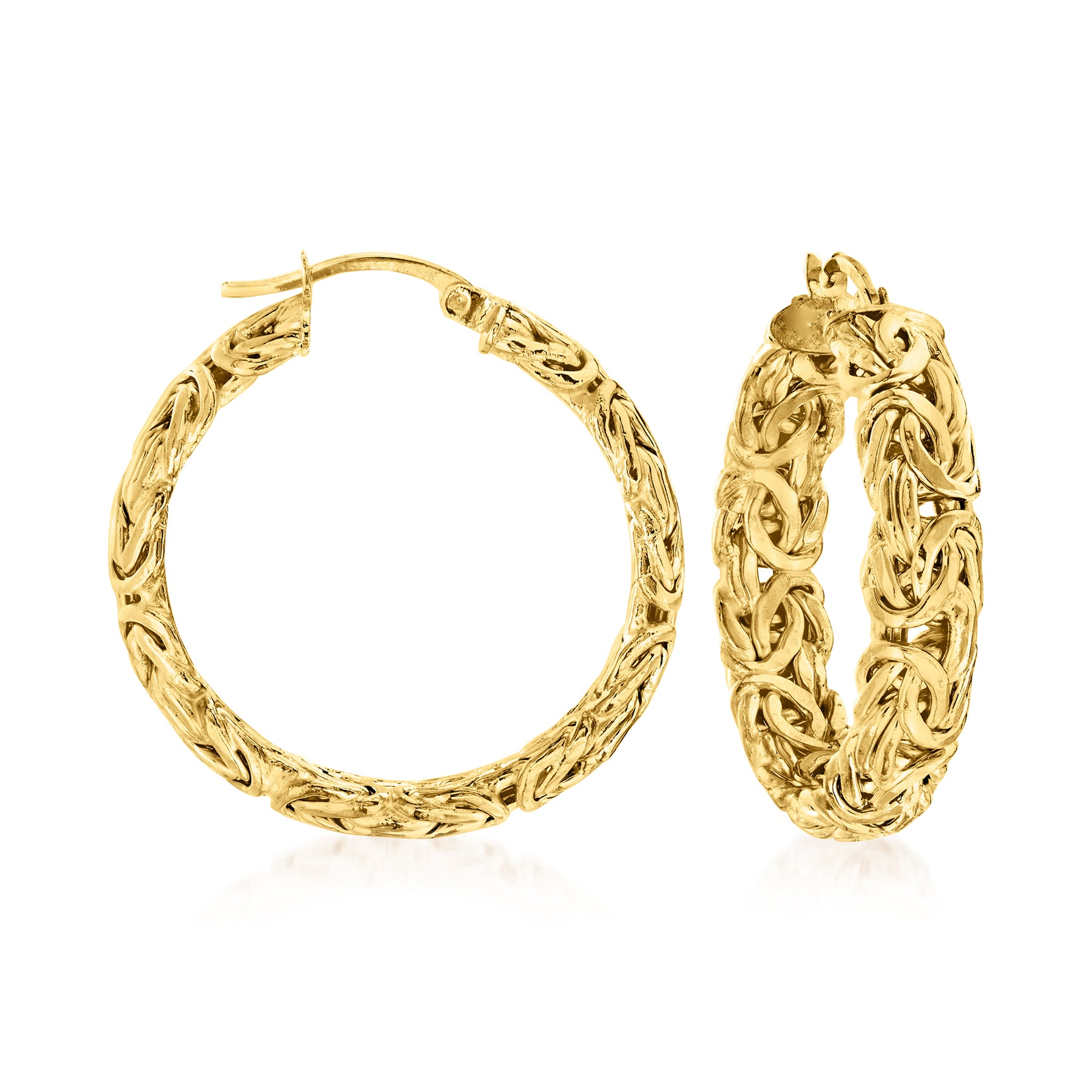 Ross-Simons 18kt Gold Over Sterling Medium Byzantine Hoop Earrings 7731262259260
