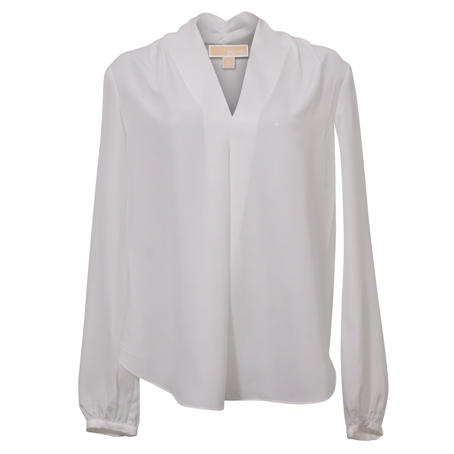 Michael Michael Kors V-Neck Blouse in White Silk 7745743847484