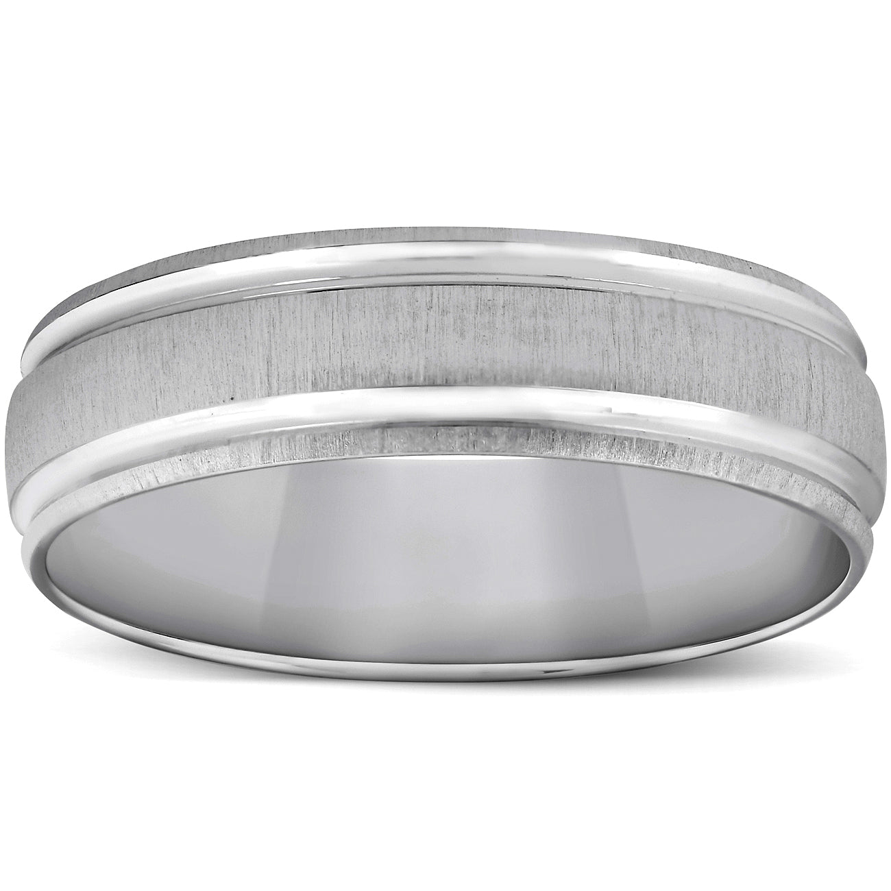 Mens 14K White Gold Brushed Comfort Fit Wedding Band Size Selectable 7802593837116