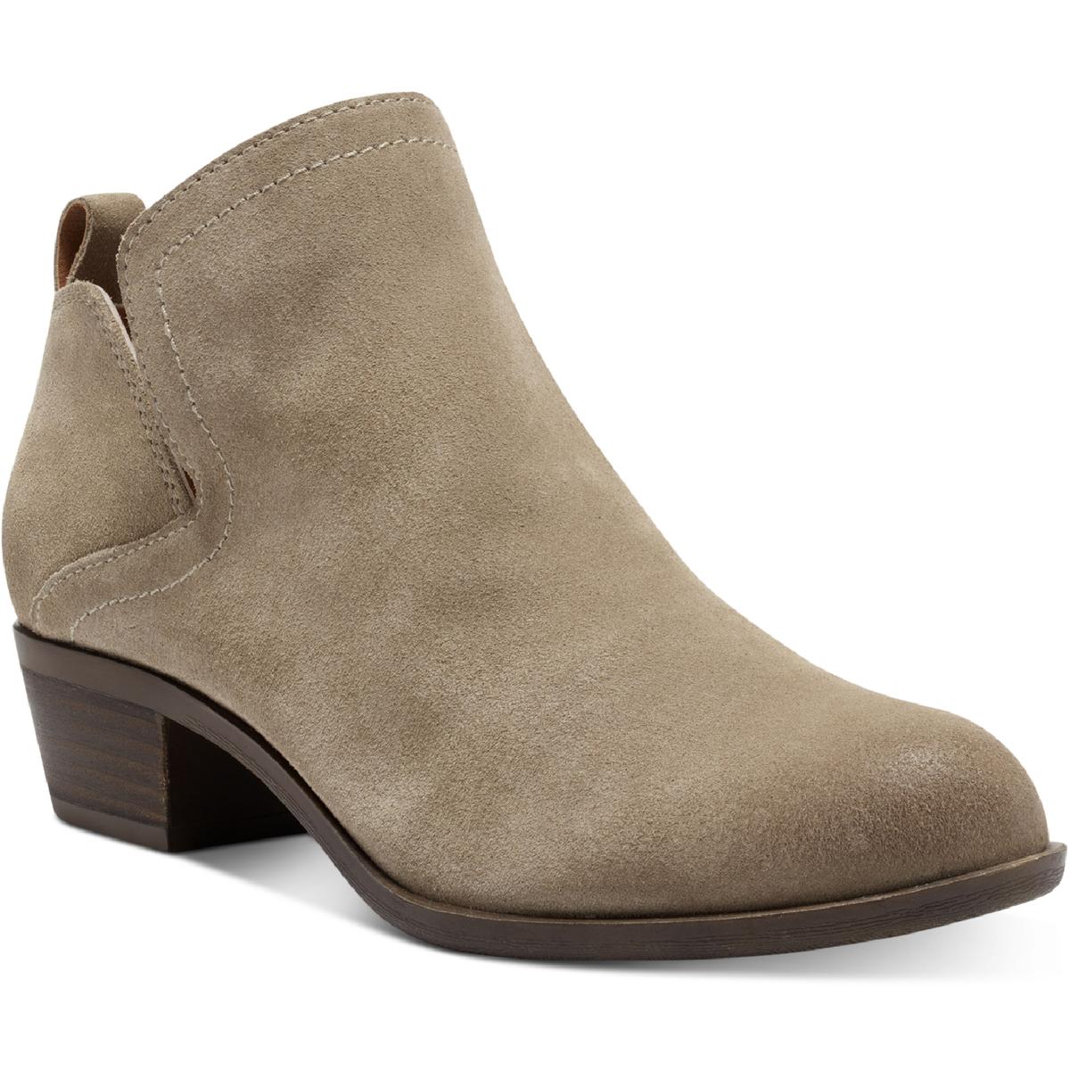 Nubuck Leather Pull On Block Heel Shootie Ankle Bootie