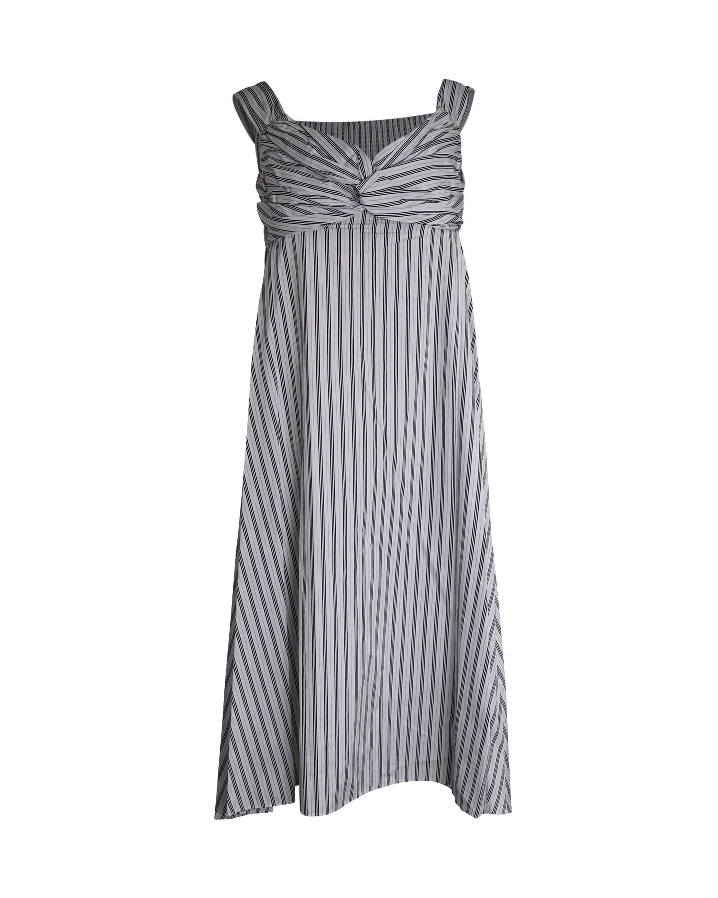 A.L.C. Arsenio Off The Shoulder Striped Poplin Midi Dress in White Cotton 7802233585724