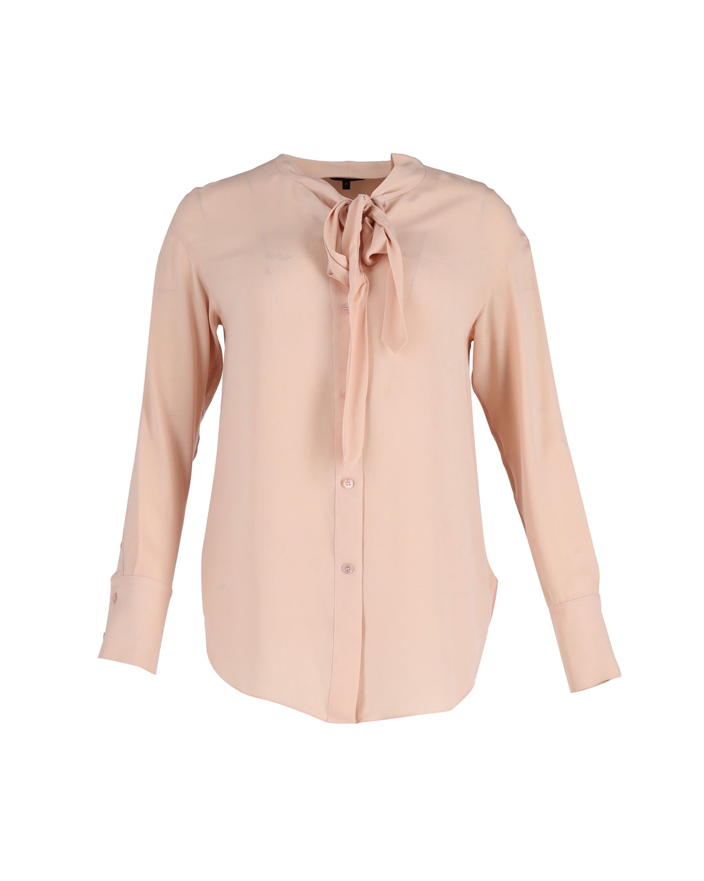 Theory Tie Neck Blouse in Pink Silk 7802319601724