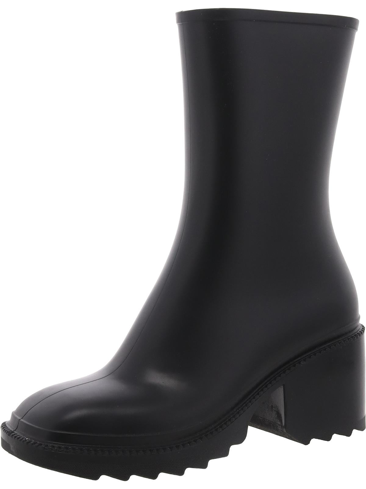 Womens Square Toe Zipper Mid-Calf Boots