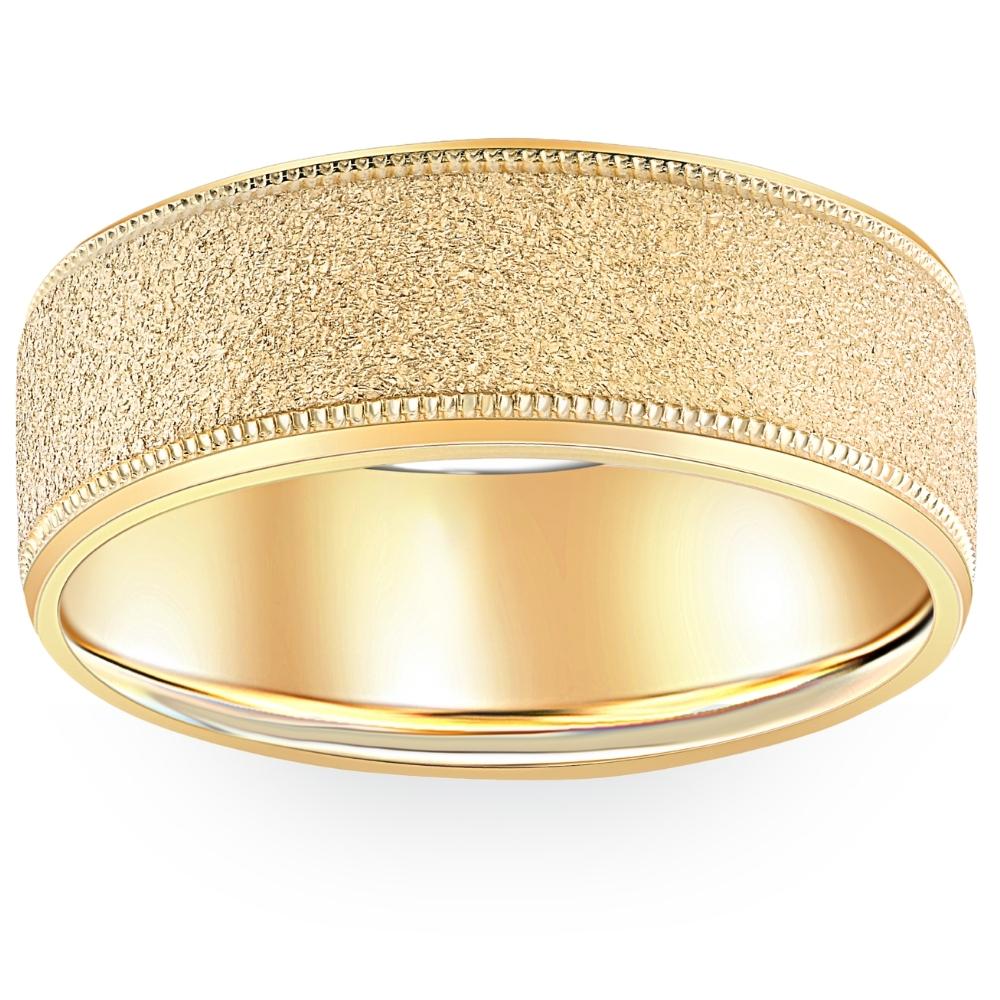 Mens Brushed Wedding Band Solid 10K Yellow Gold Ring 8mm Wide Size Selectable 7802594558012