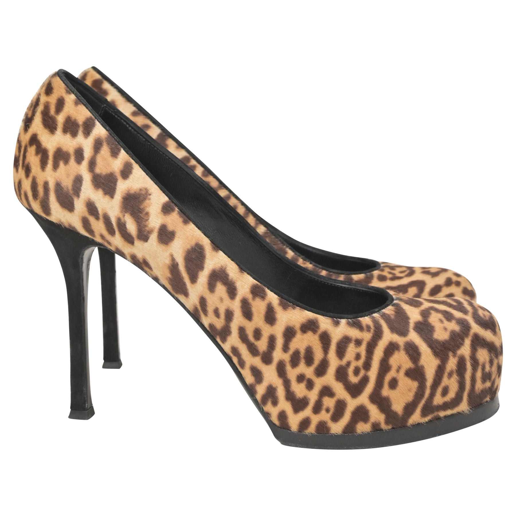 Saint Laurent Tribtoo Platform Pumps in Animal Print Pony Hair 7745846444092