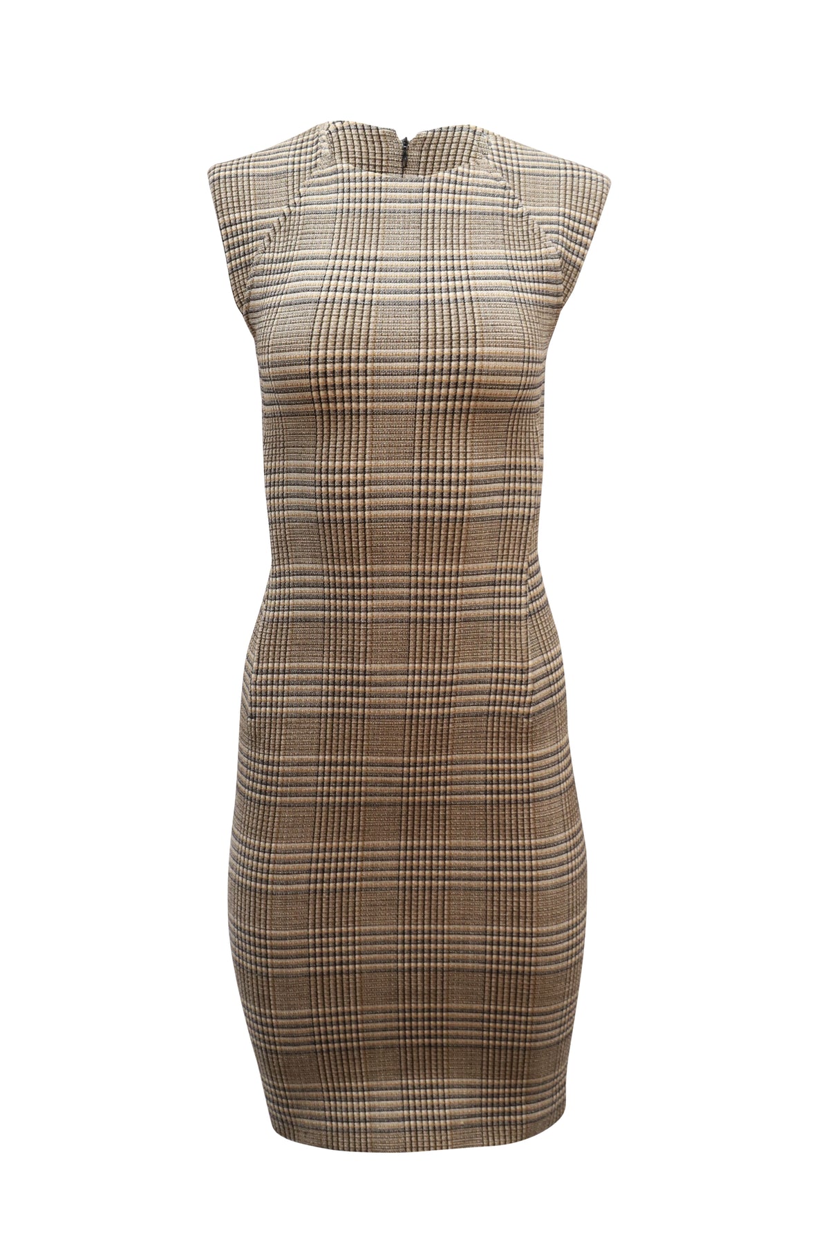 Theory Plaid Power Midi Dress in Brown Wool 7763139395644