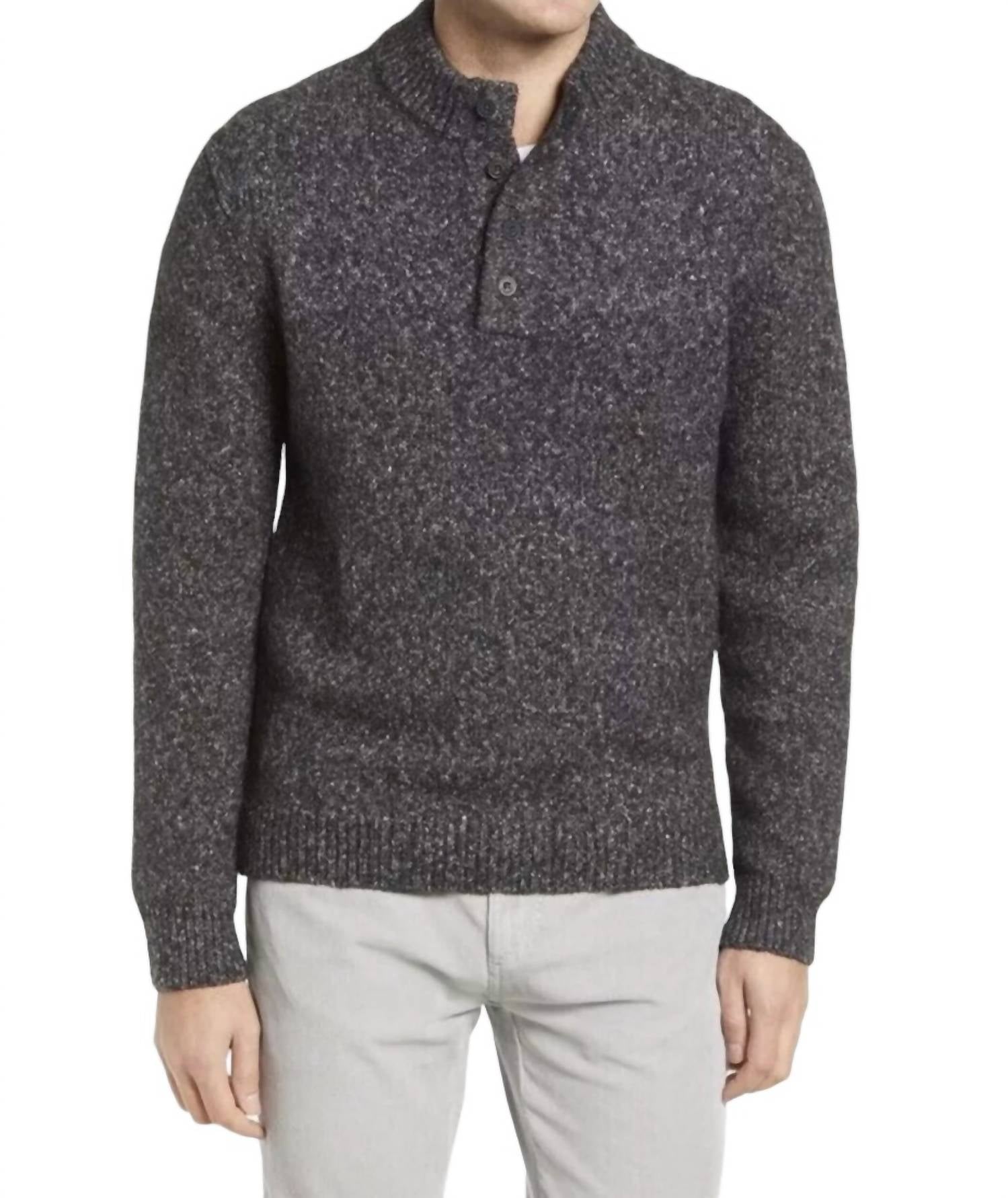 Men's Rivington Henley Sweater In Charcoal 7745973354556