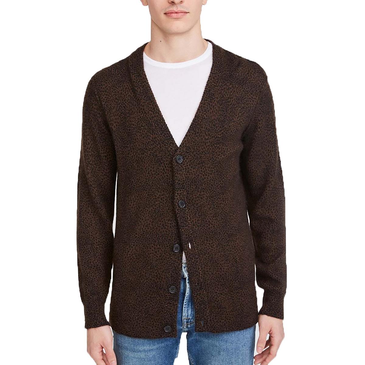 Animal Print Wool Cardigan Sweater