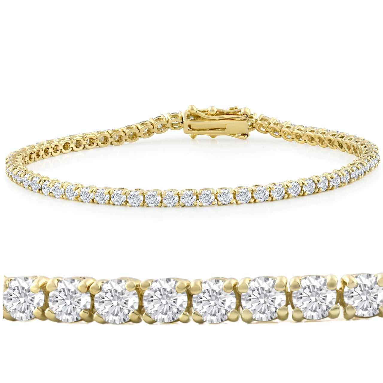 14k White, Rose, or Yellow Gold Round Diamond Tennis Bracelet 5cttw 7