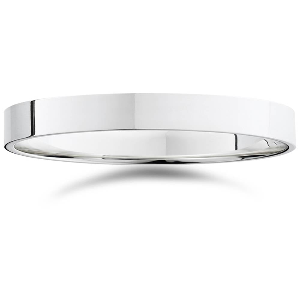 3mm Flat High Polished Wedding Band 14K White Gold Size Selectable 7802623066172