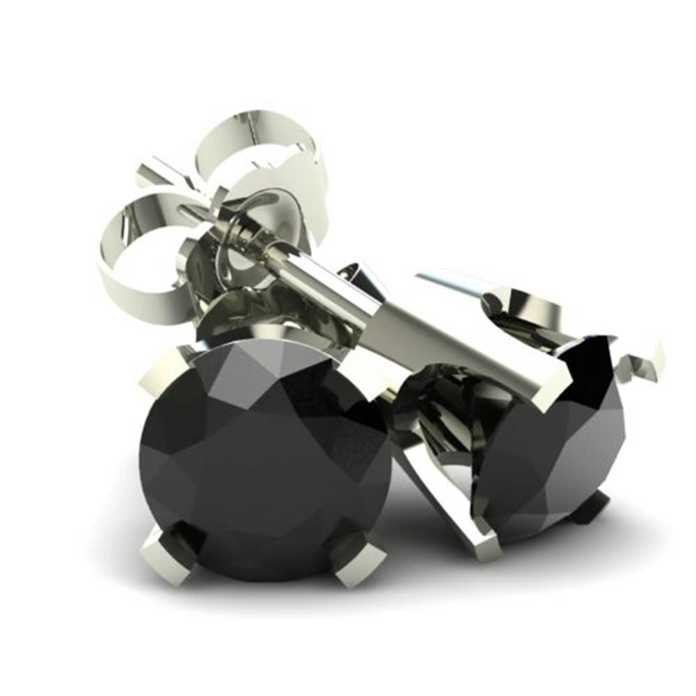 .40Ct Round Brilliant Cut Heat Treated Black Diamond Stud Earrings in 14K Gold Classic Setting 7802597900348