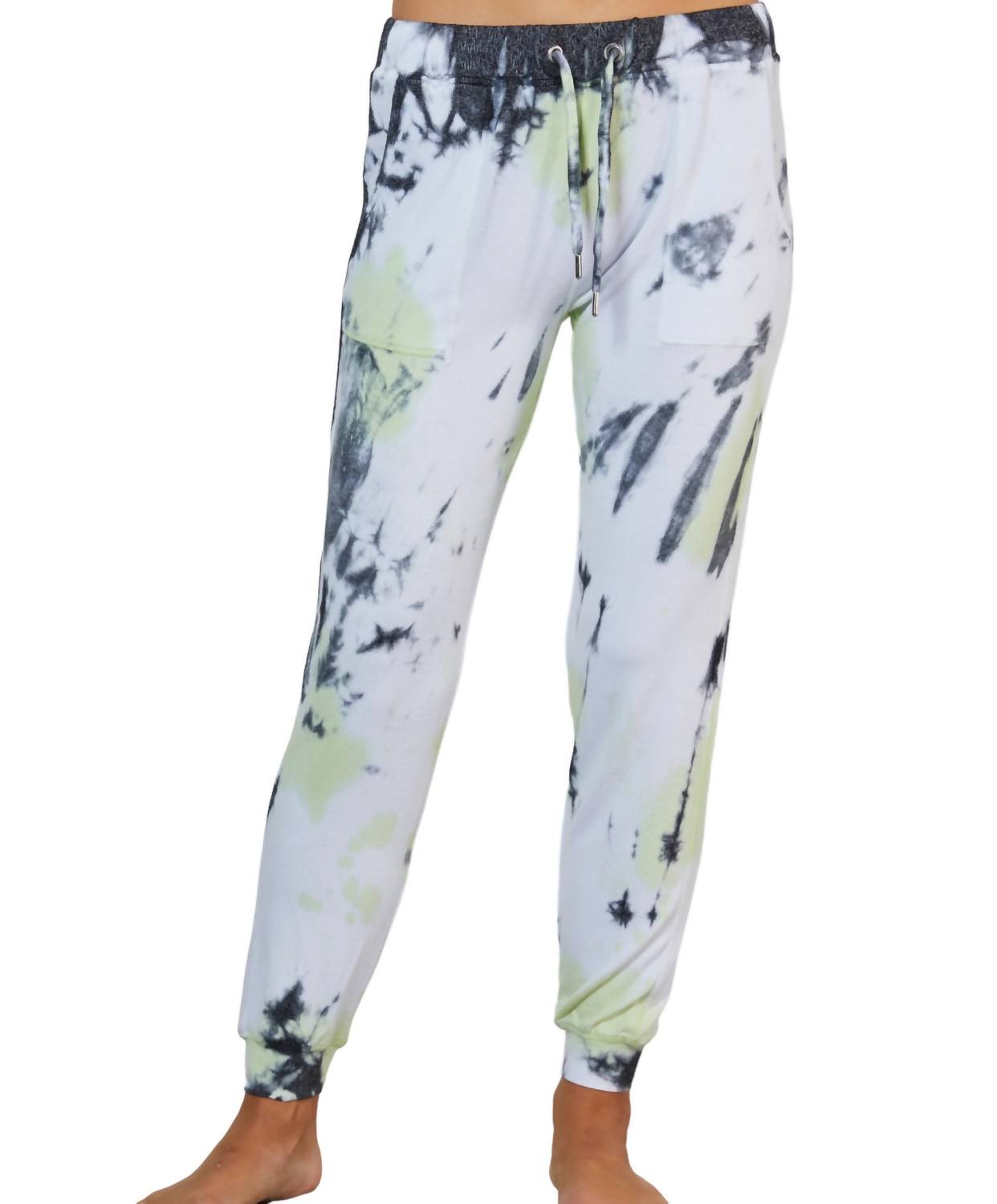 Marble Wash Jogger Pants In Lime 7668024279100