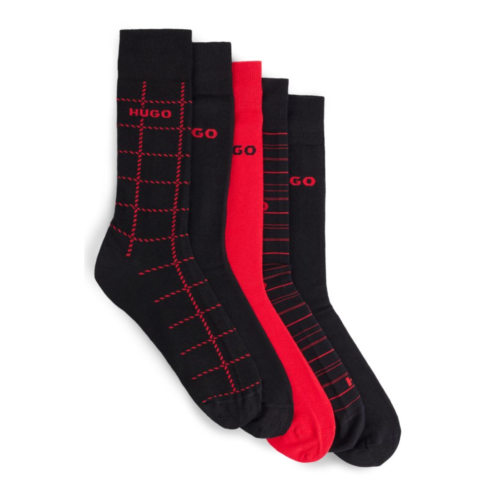 Five-pack of regular-length socks with logos
