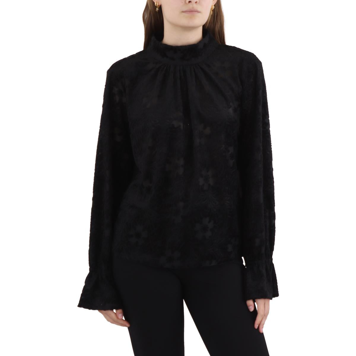 High Neck Open-Back Top Open Back Velvet Turtleneck Top