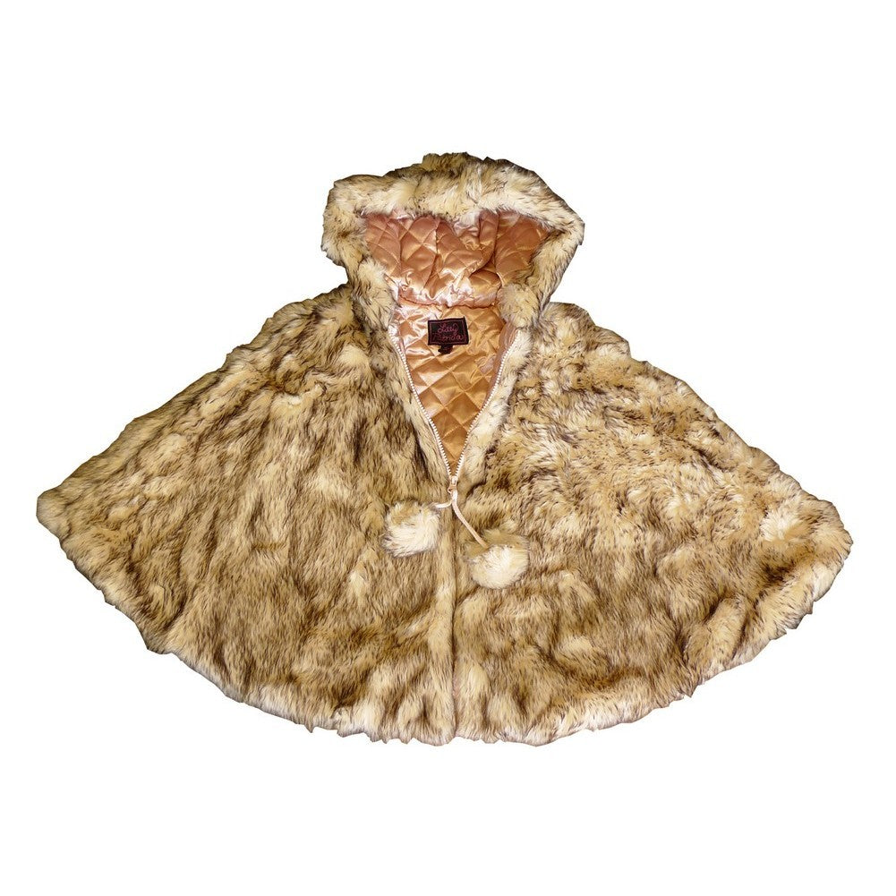 Little Girls Crystal Fox Faux Poncho 1T-6