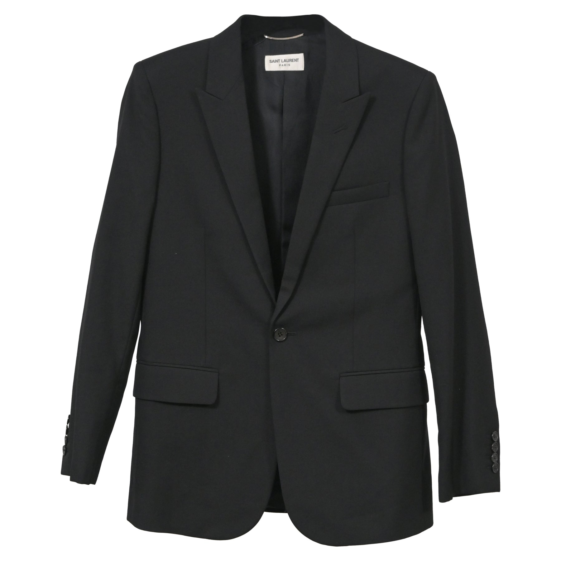 Saint Laurent Slim Fit Blazer in Black Wool 7745658323004