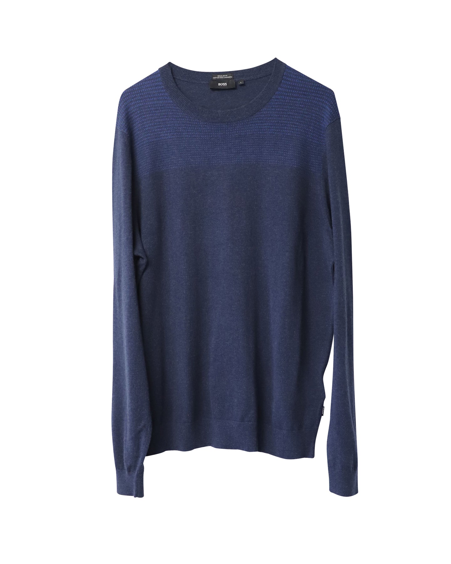 Boss Regular Fit Sweater in Blue Cotton