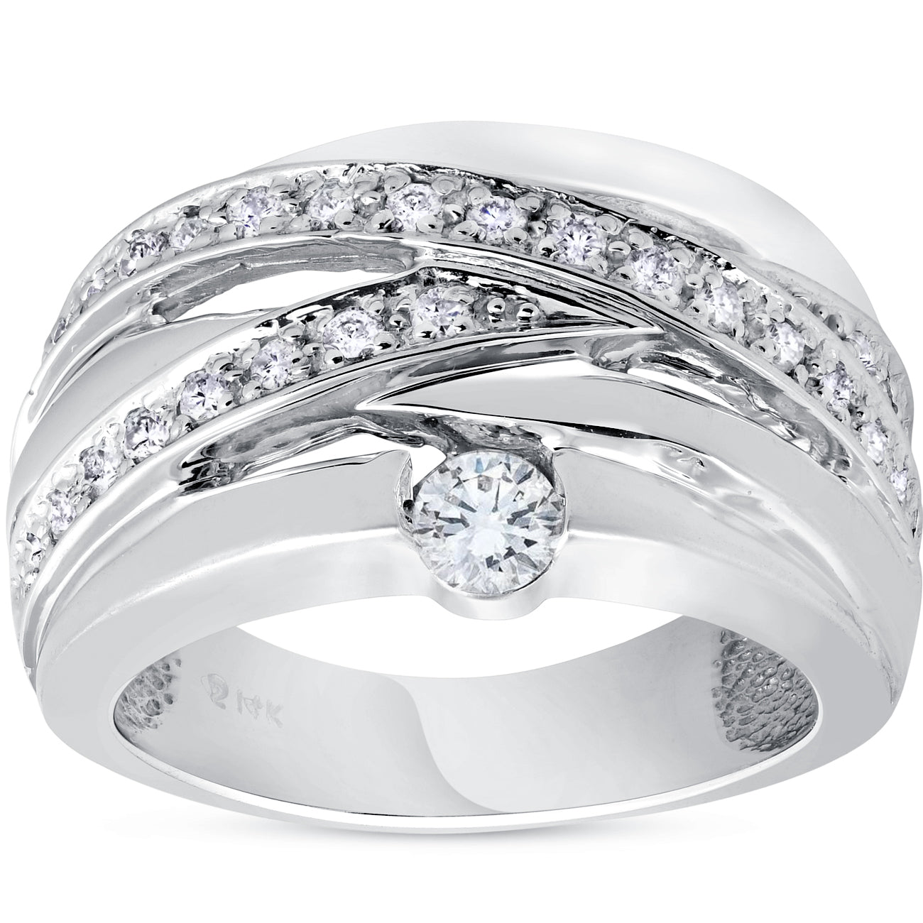 3/4 ct Diamond Womens Wide Solitaire Right Hand Ring 14k White Gold Multirow Size Selectable 7802415153212