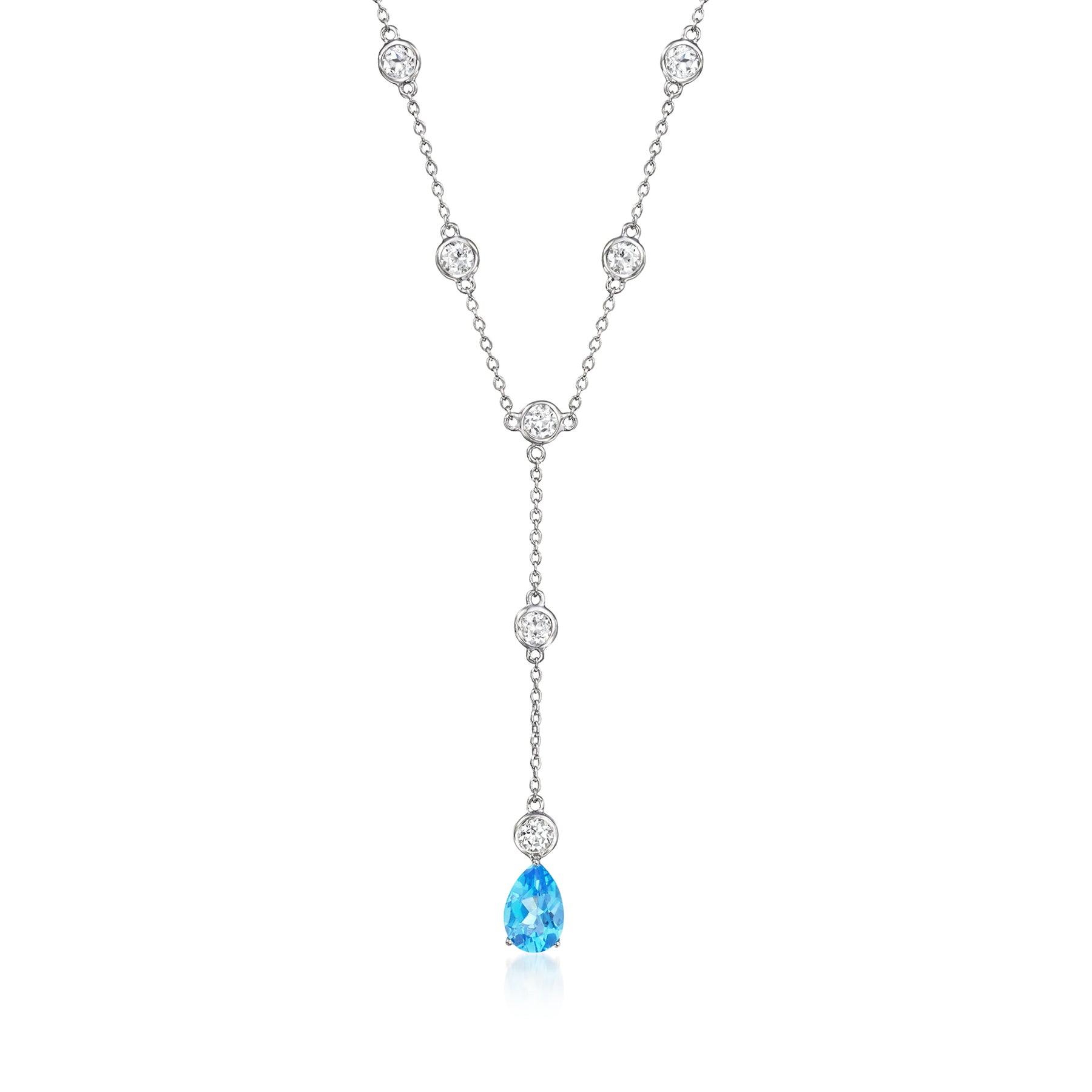 Ross-Simons Swiss Blue Topaz Y-Necklace With White Topaz in Sterling Silver