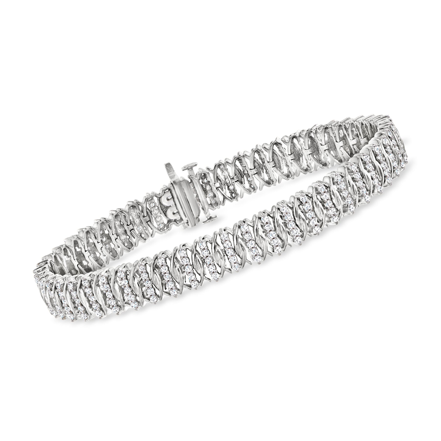 Ross-Simons Diamond Fancy-Link Tennis Bracelet in Sterling Silver 7731261505596