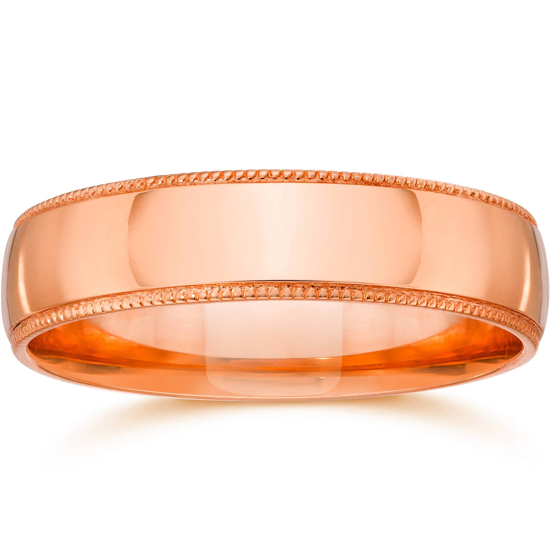 4mm Milgrain 14K Rose Gold Polished Wedding Band Size Selectable 7802613628988