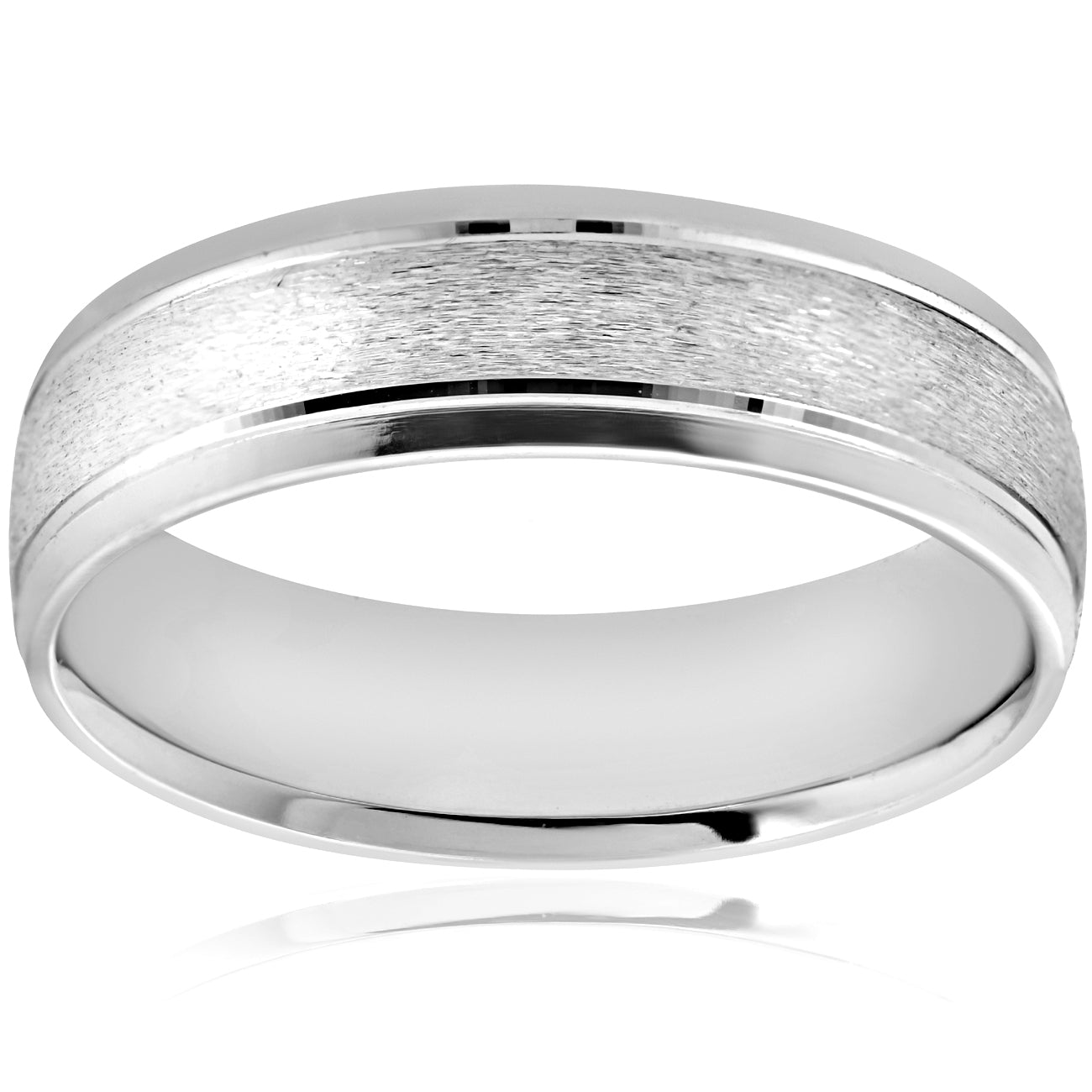 6MM Platinum Mens Wedding Band Brushed Comfort Fit Flat Ring 7802596425788