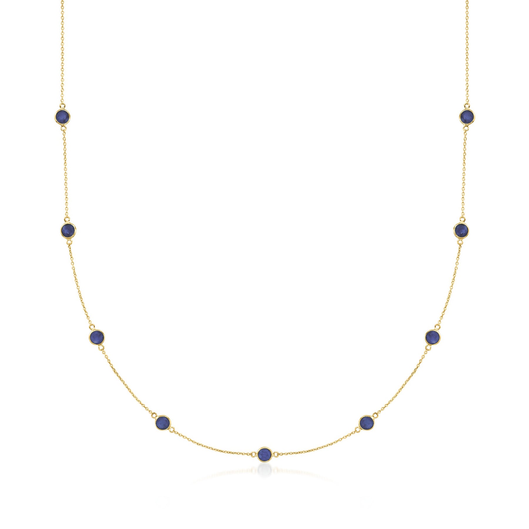 Ross-Simons Sapphire Station Necklace in 14kt Yellow Gold