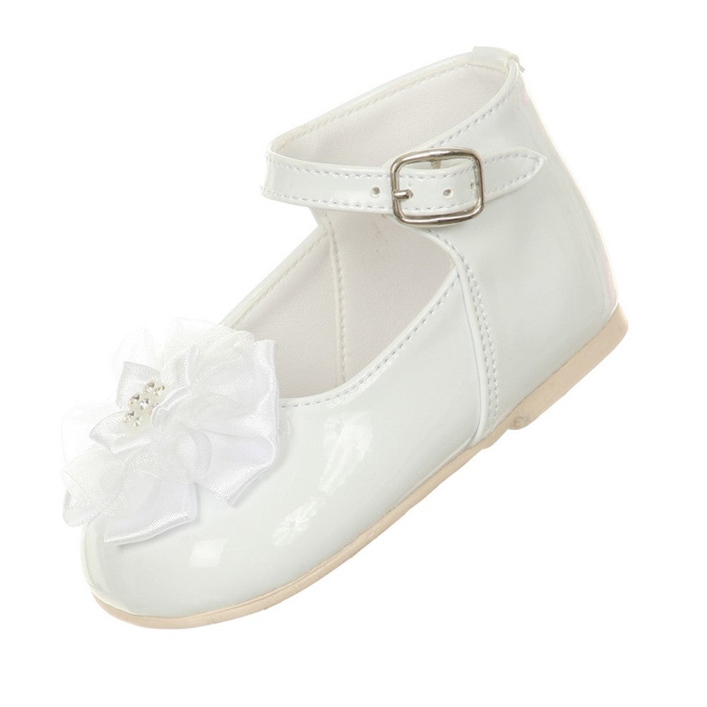 Baby Girls White Patent Floral Stud High Top Dress Shoes 0-4 Baby