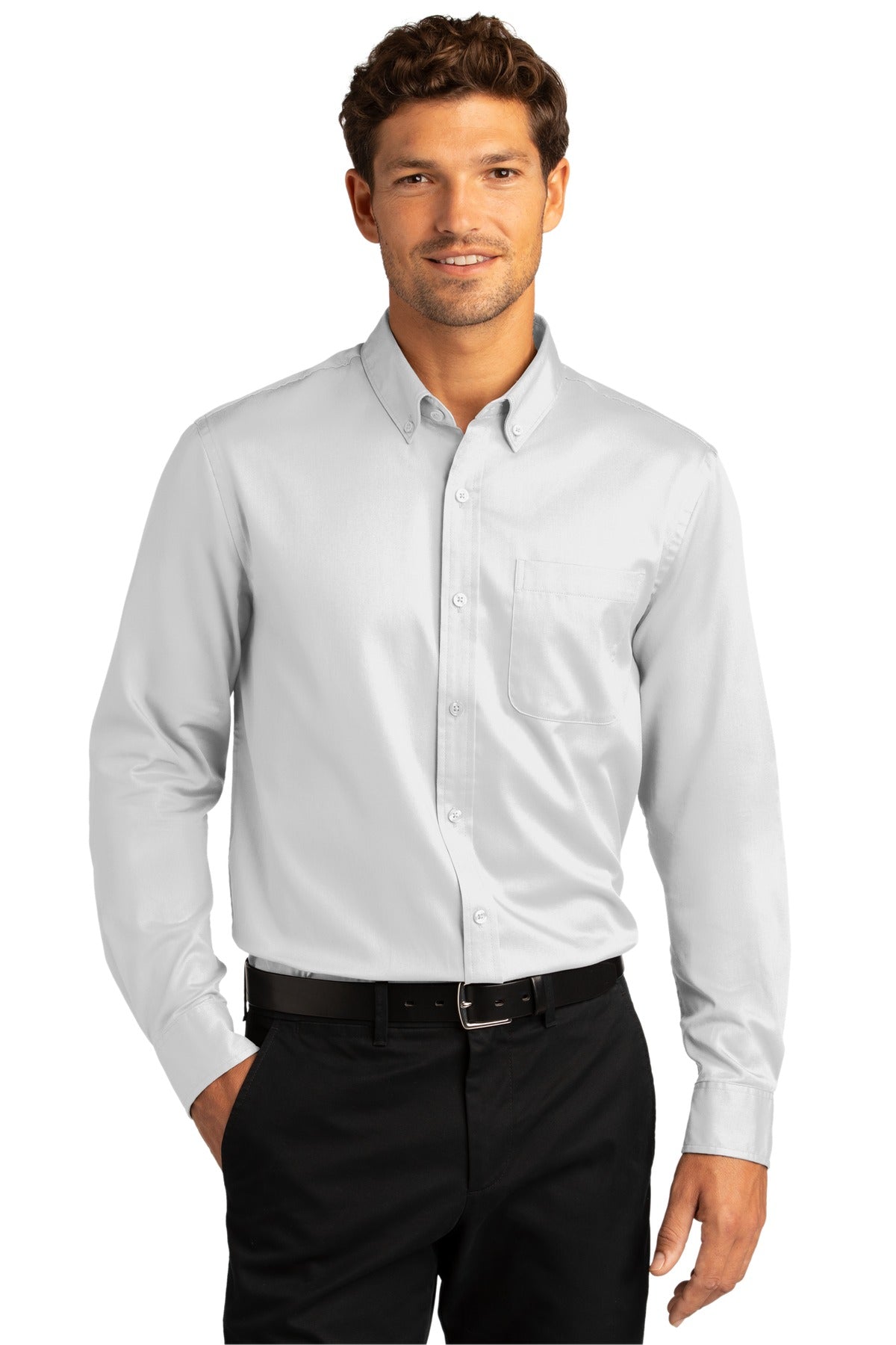 Port Authority Men's Long Sleeve SuperPro React Twill Shirt. W808 1 of 2