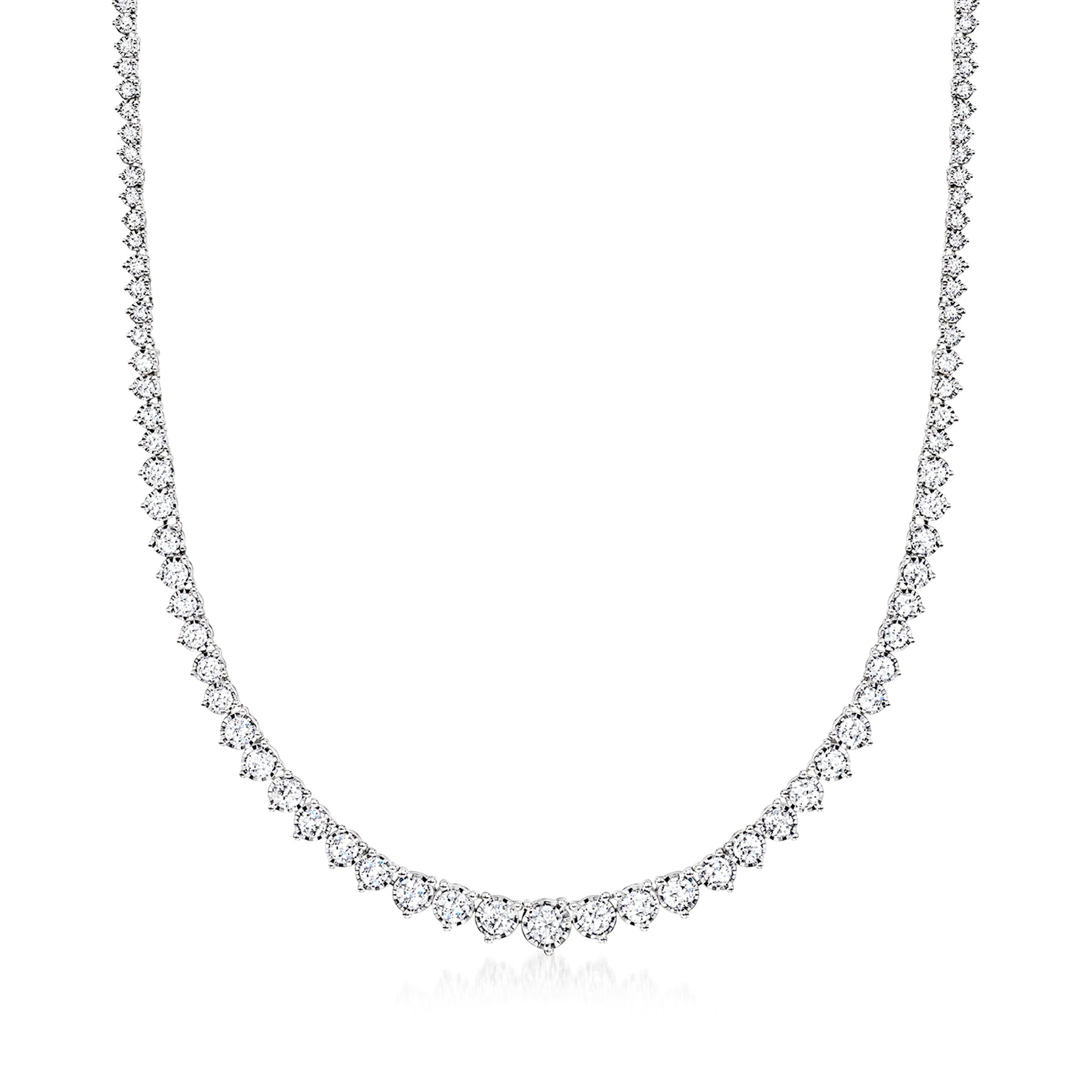 Ross-Simons Lab-Grown Diamond Graduated Tennis Necklace in Sterling Silver