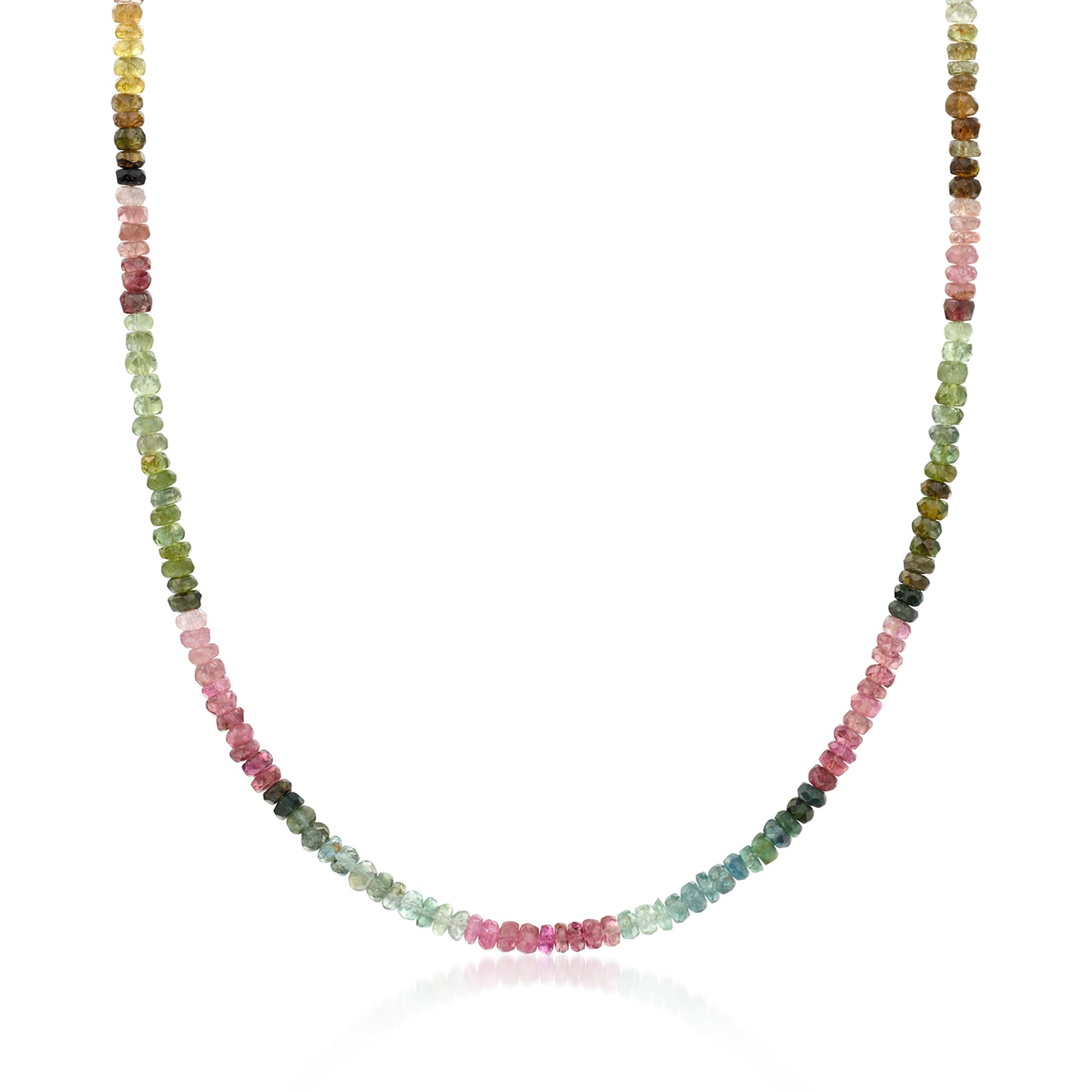 Ross-Simons Multicolored Tourmaline Bead Necklace With 14kt Yellow Gold Magnetic Clasp