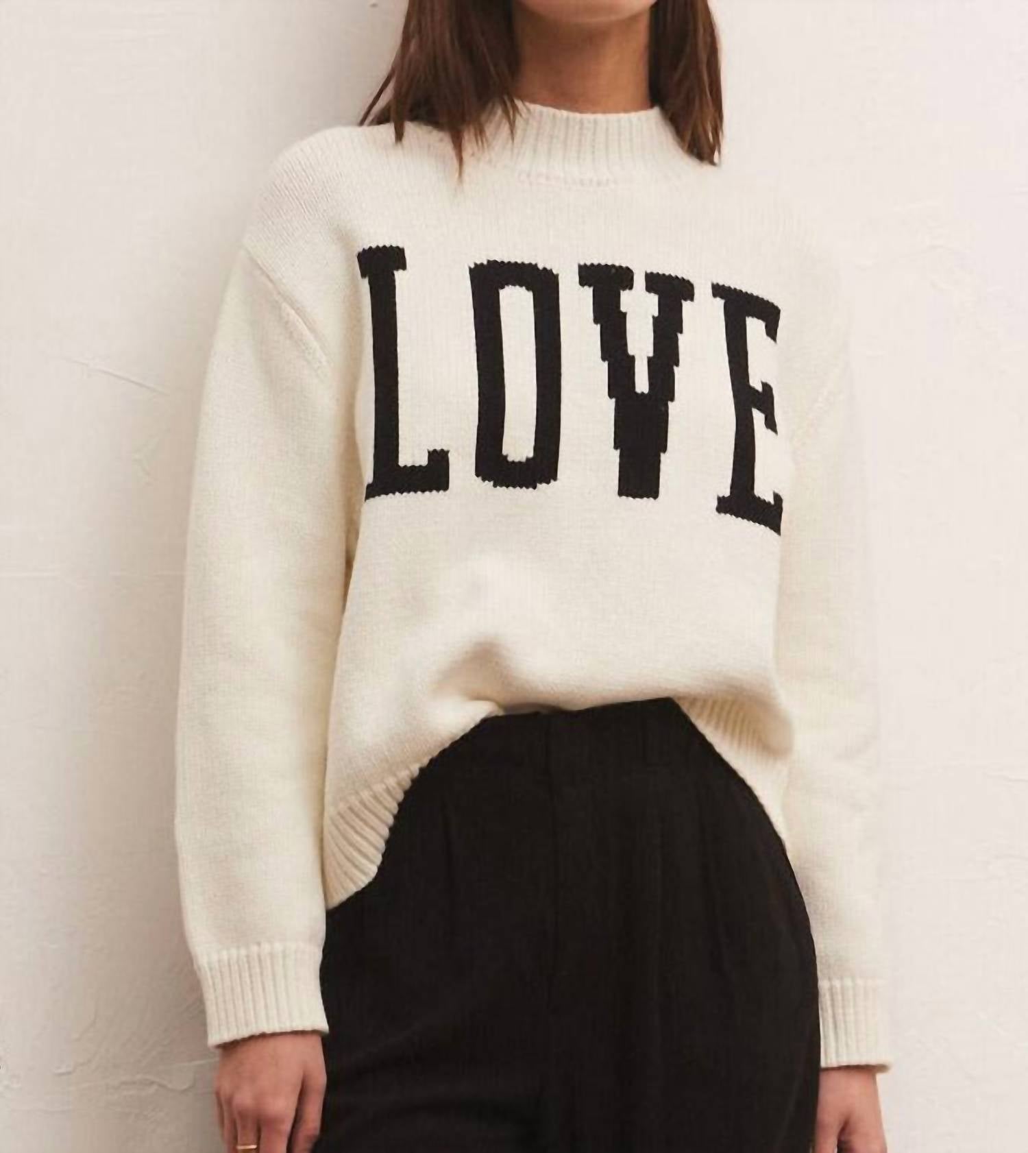 Love Intarsia Sweater In Sandstone