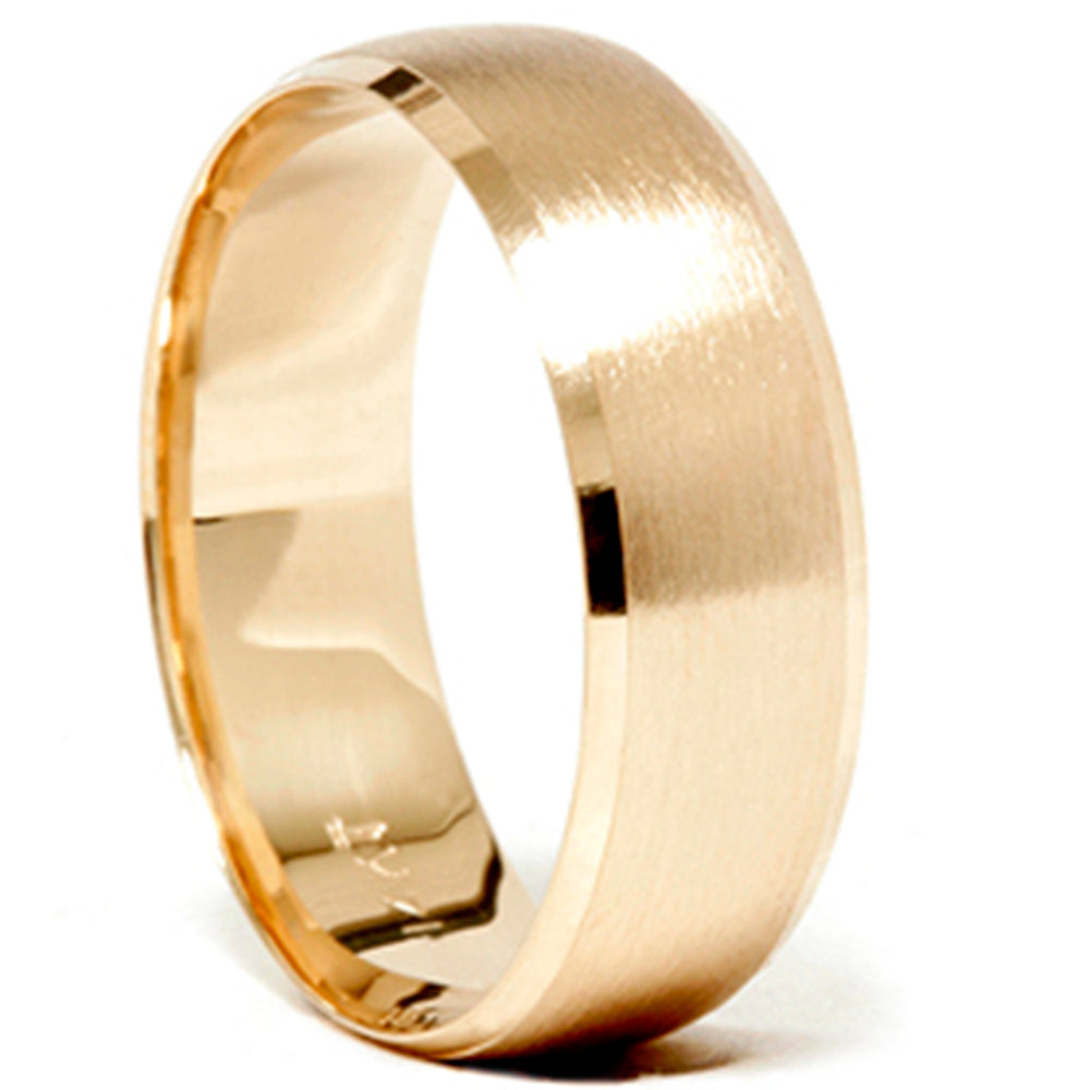 Mens 14k Gold 8mm Beveled Brushed Wedding Ring Band New Size Selectable 7802586398780