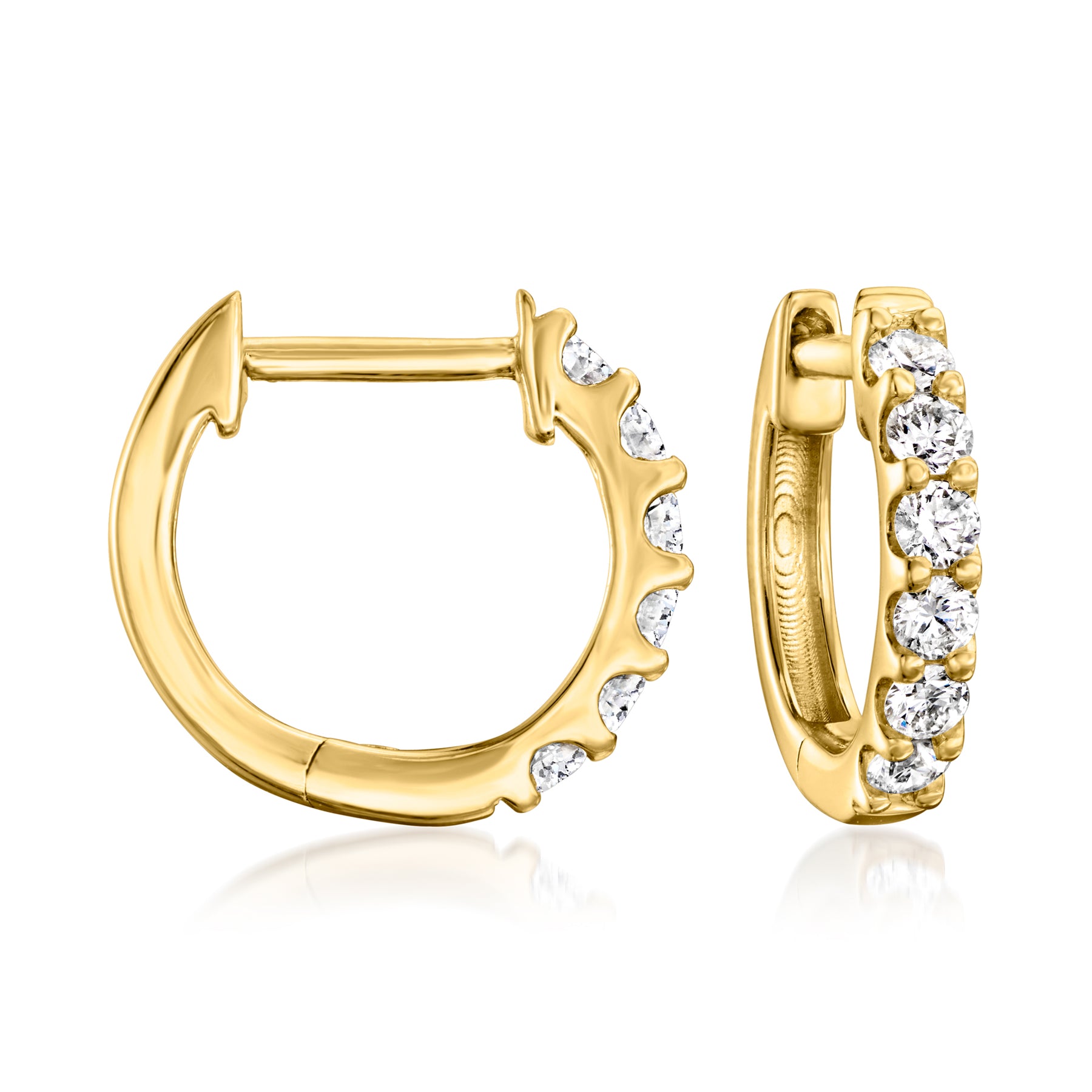 Ross-Simons Lab-Grown Diamond Hoop Earrings in 18kt Gold Over Sterling 7194307461180