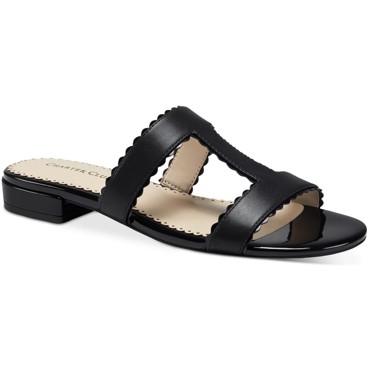 Lulia Faux Leather Round Toe Slide Sandals