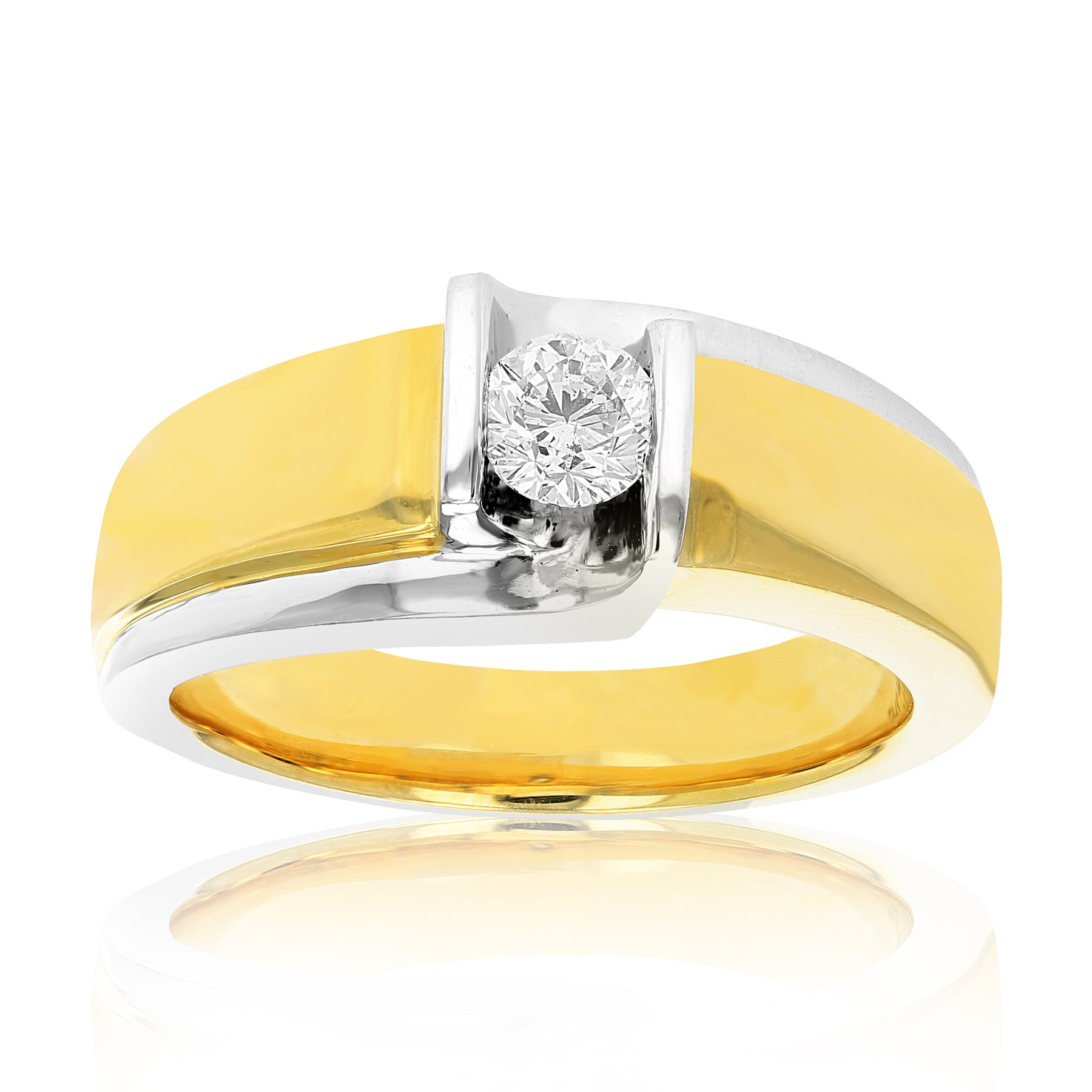 1/2 cttw Men's Diamond Engagement Ring 18K Yellow Gold and Platinum 7142712213564