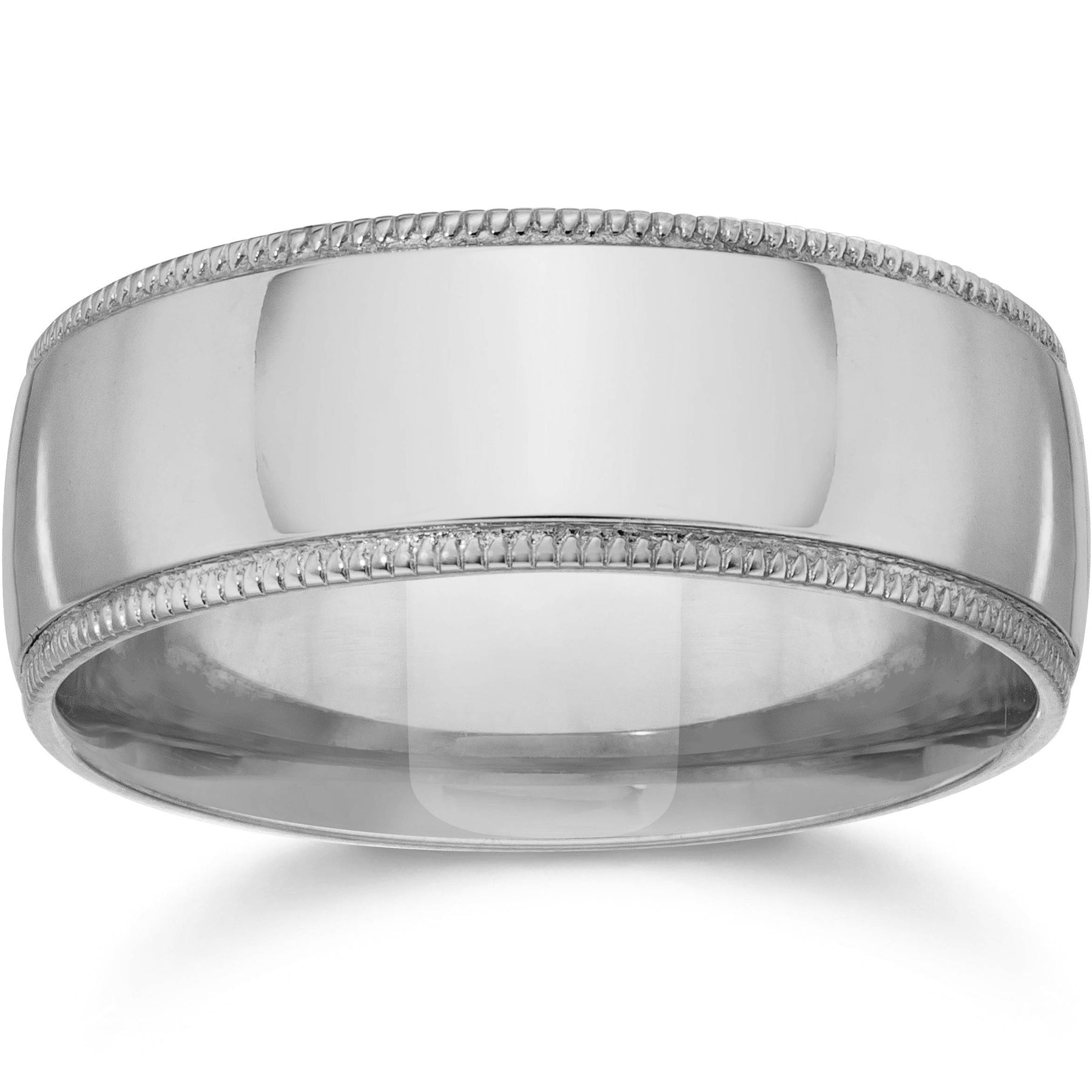 Milgrain Comfort Fit Wedding Band 14K White Gold Size Selectable 7802605633596