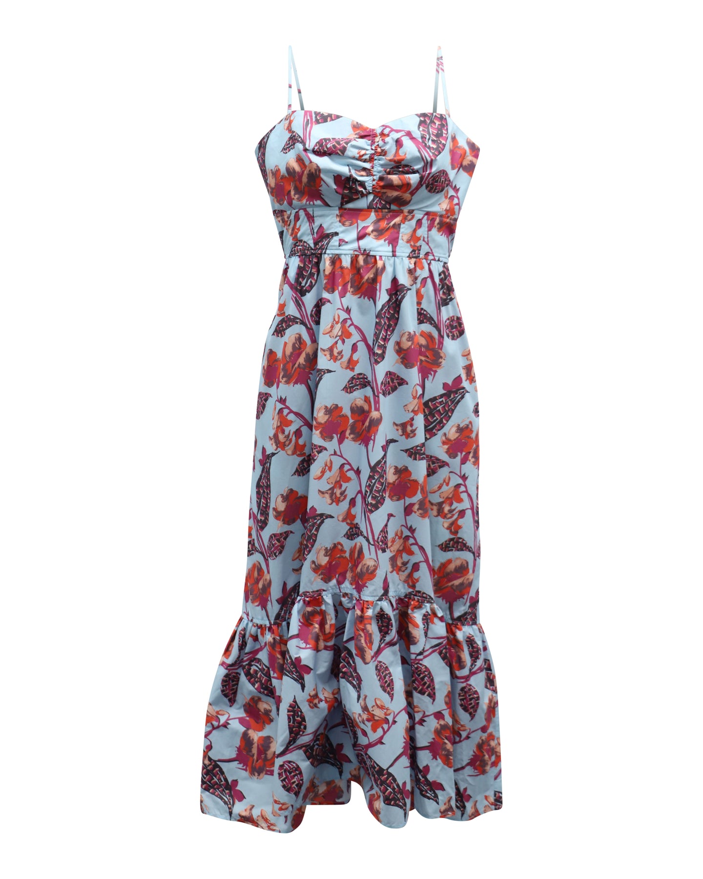 ALC Emilia Floral Maxi Dress in Blue Cotton