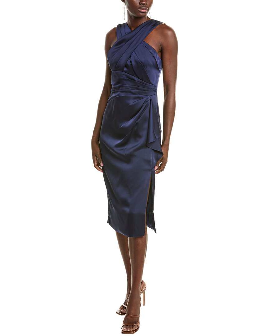 Theia Tierra Draped Satin Dress