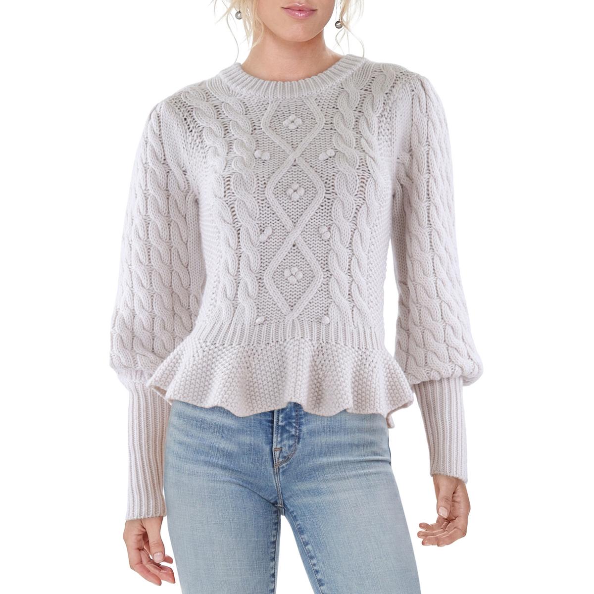 Wool Cable Knit Crewneck Sweater