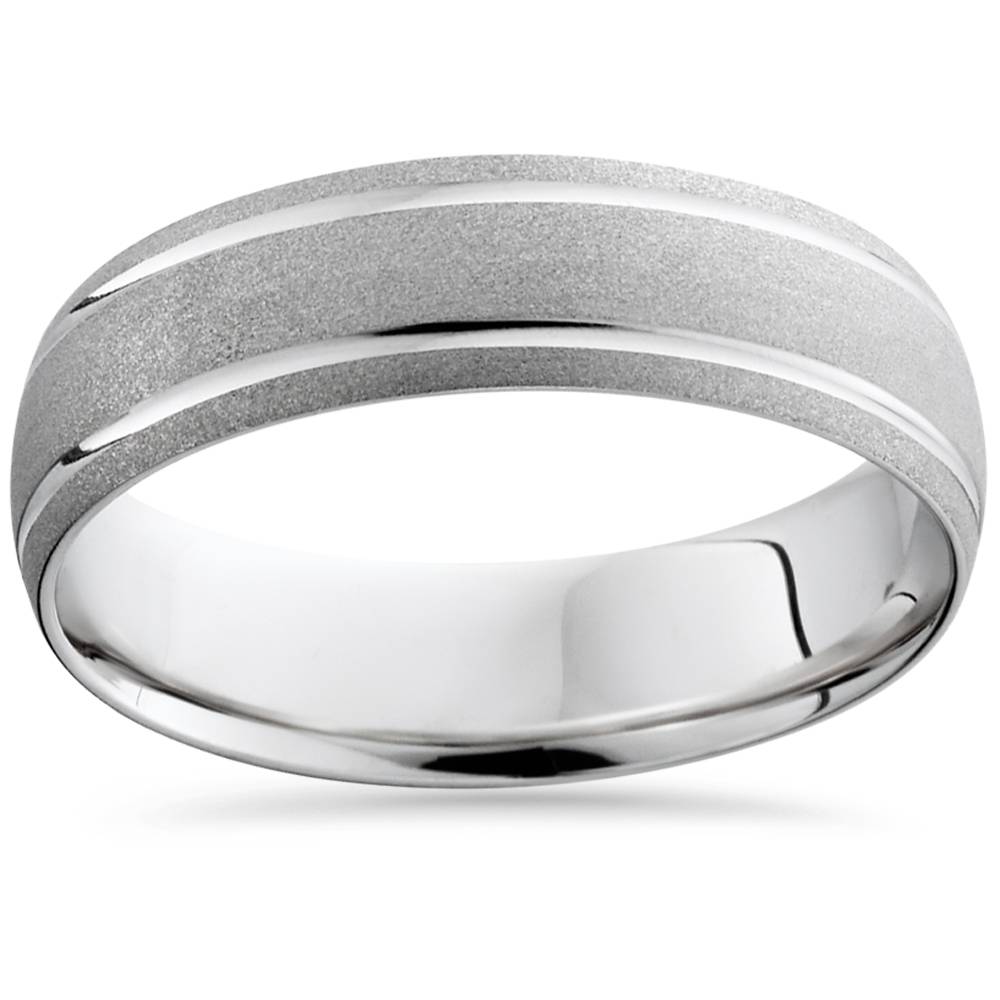 Mens 6MM 14K White Gold Brushed Comfort Wedding Band Ring Size Selectable 7802623262780