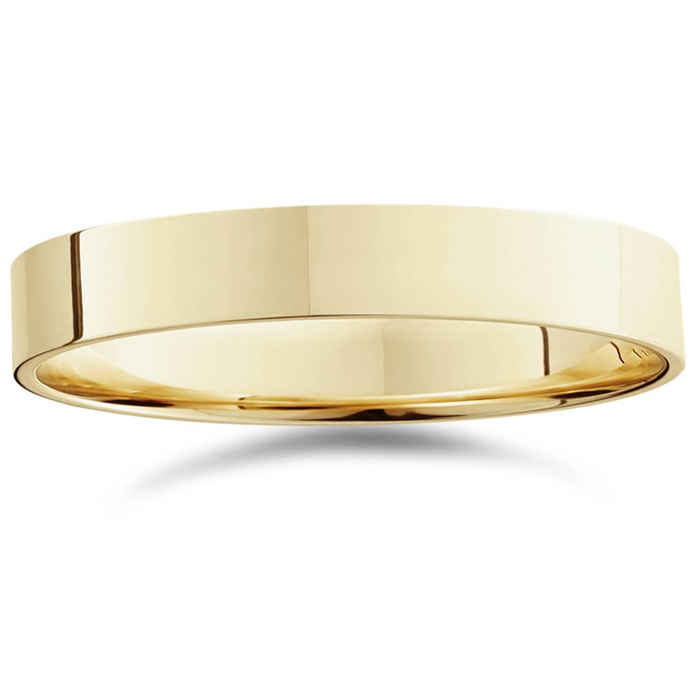 4mm Flat High Polished Wedding Band 10K Yellow Gold Size Selectable 7802592034876