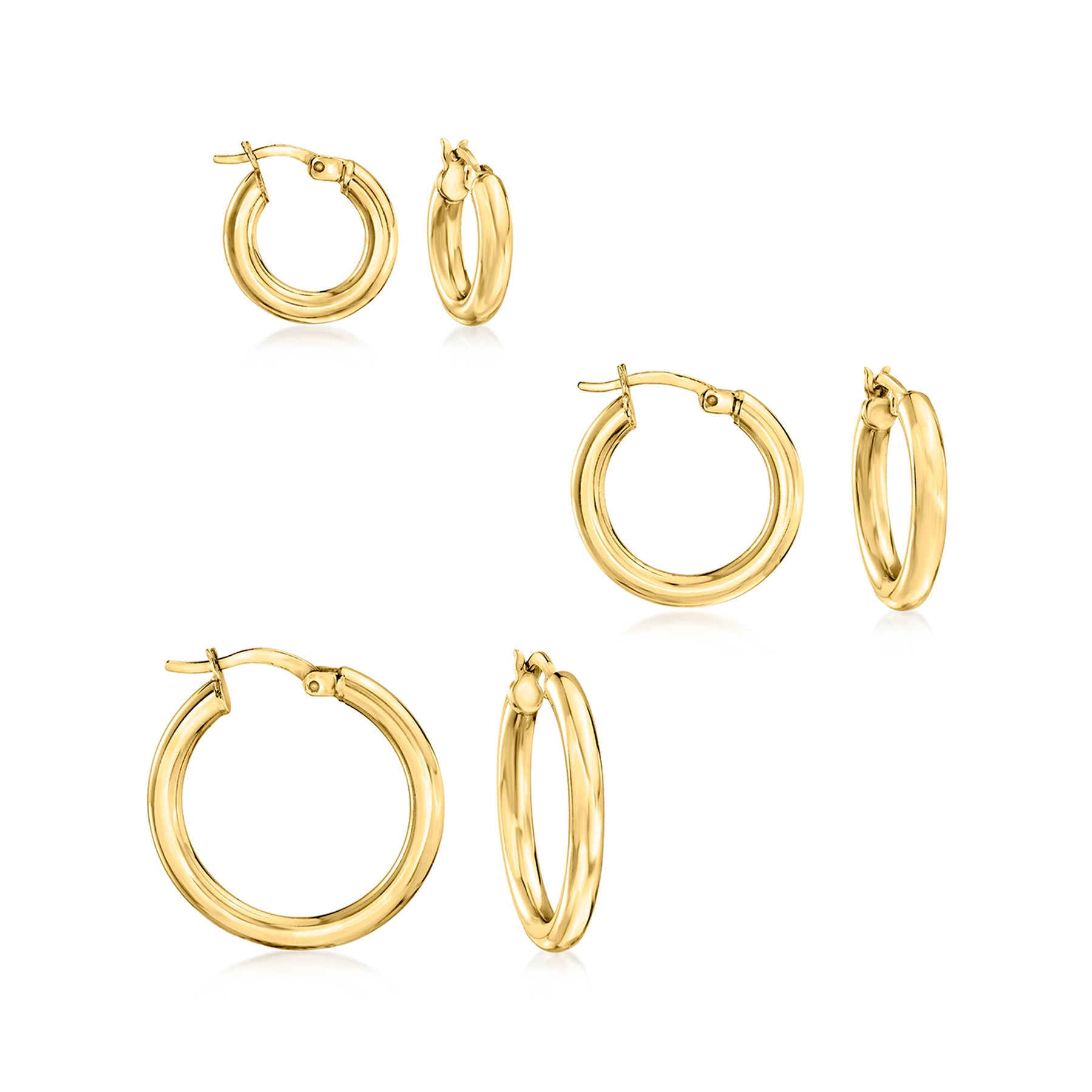 Ross-Simons 18kt Gold Over Sterling Jewelry Set: 3 Pairs Of Hoop Earrings