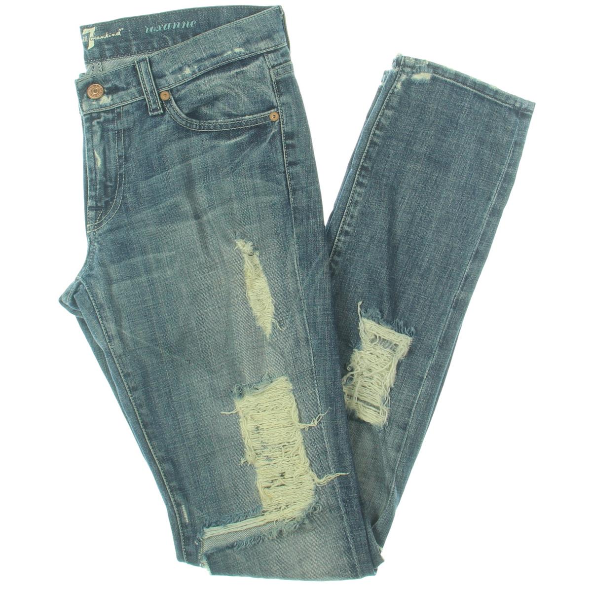 Roxanne Distressed Mid-Rise Straight Leg Jeans