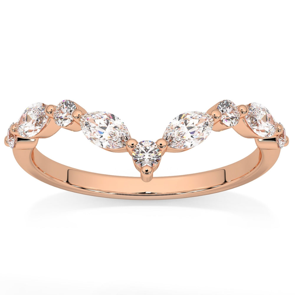 .60Ct Diamond Guard Insert V Shape Marquise Wedding Ring 14k Gold Lab Grown