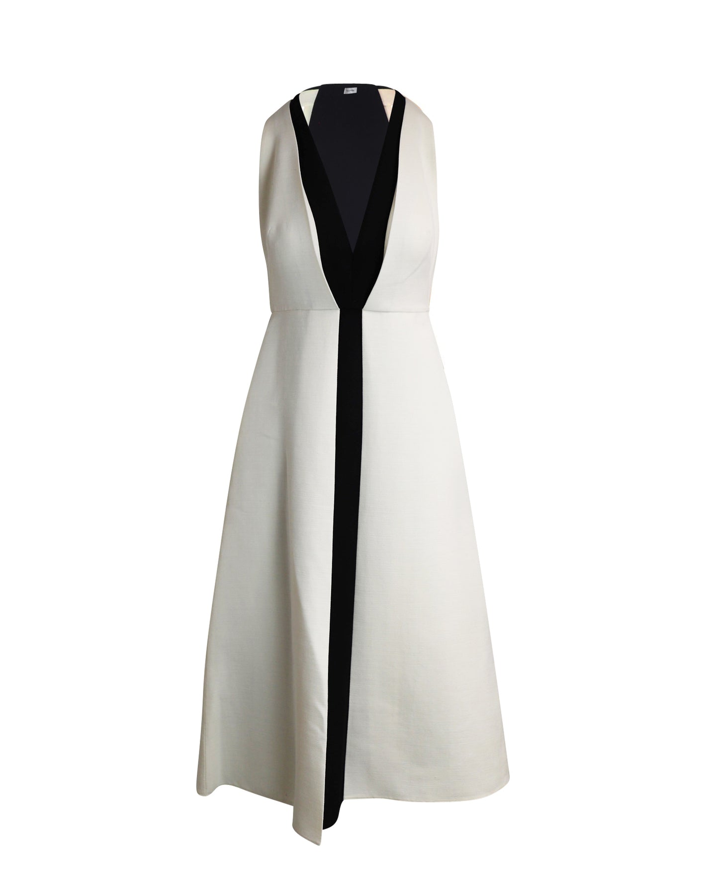 Valentino Plunging Colorblock Racerback Gown in Cream and Black Wool 7802261831740