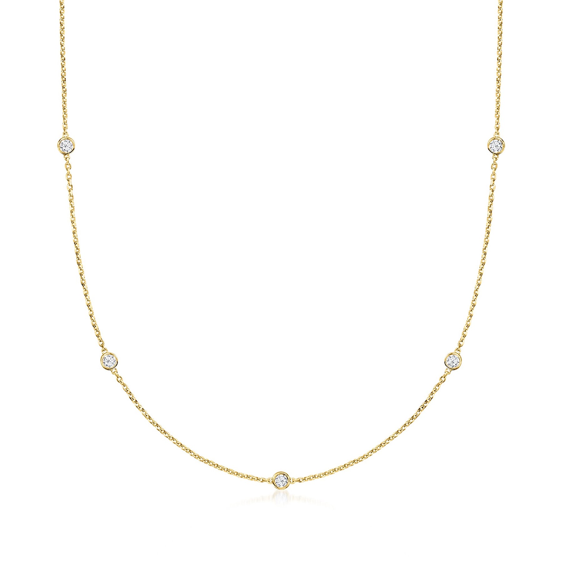 Ross-Simons Lab-Grown Diamond Station Necklace in 18kt Gold Over Sterling
