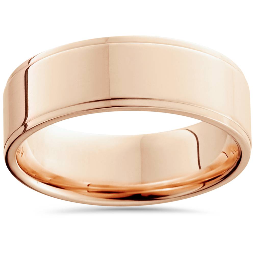 6mm 14K Rose Gold High Polished Step Cut Wedding Band Size Selectable 7802592723004